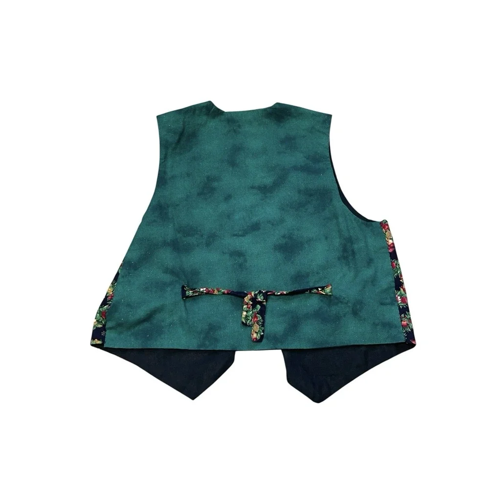 Christmas Festive Holiday‎ Vest Homemade Handmade Womens One Size Wreath Green